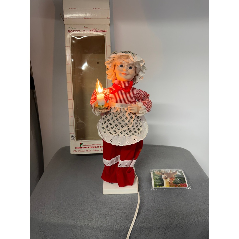 Vintage 1993 Telco Motion-ettes Christmas Mrs Claus Animated Lighted Figure Box